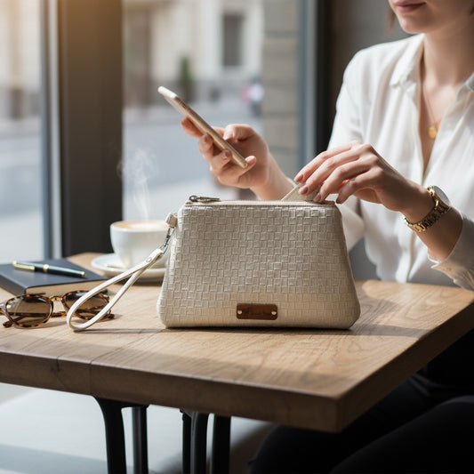 Ivory Weave Curved Wristlet