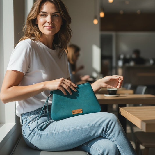 Turquoise Curved Wristlet