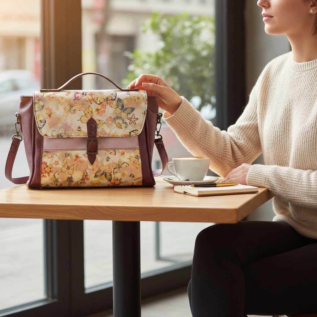 Metallic Butterfly Handcrafted Handbag