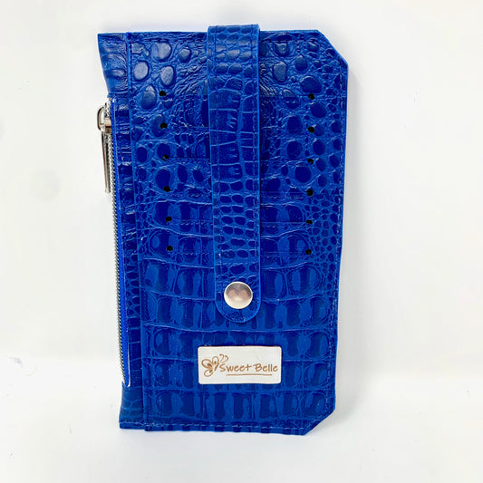 Cobalt Blue Croc Wallet